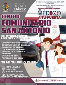 Llevará Centros Comunitarios brigada Médico a tu Puerta a la colonia San Antonio
